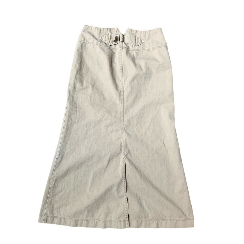 Vintage New York & Company 100% Cotton Khaki Maxi Skirt Women's Size 6
